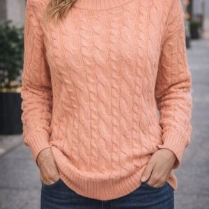 Lands' End Coral Cable Knit Sweater